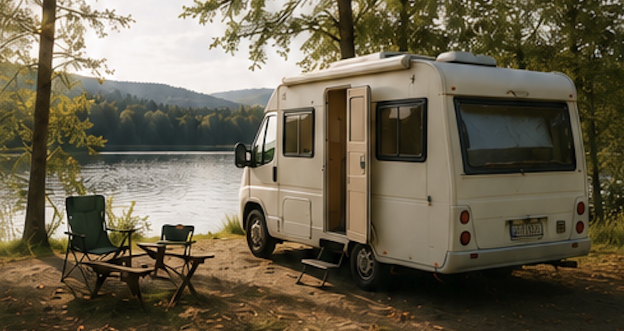 Kamper nad jeziorem